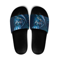 Personalised All Blue New Zealand Darts Slide Sandals Aoteroa Fern Maori Galaxy Style - Polynesian Pride