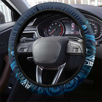 All Blue New Zealand Darts Steering Wheel Cover Aoteroa Fern Maori Galaxy Style