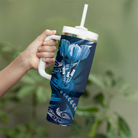 All Blue New Zealand Darts Tumbler With Handle Aoteroa Fern Maori Galaxy Style