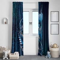 Personalised All Blue New Zealand Darts Window Curtain Aoteroa Fern Maori Galaxy Style