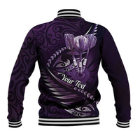 Personalised All Purple New Zealand Darts Baseball Jacket Aoteroa Fern Maori Galaxy Style