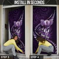 Personalised All Purple New Zealand Darts Door Cover Aoteroa Fern Maori Galaxy Style - Polynesian Pride