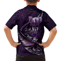 Personalised All Purple New Zealand Darts Kid Hawaiian Shirt Aoteroa Fern Maori Galaxy Style