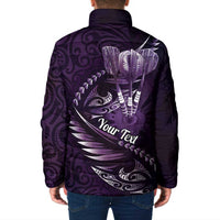 Personalised All Purple New Zealand Darts Padded Jacket Aoteroa Fern Maori Galaxy Style - Polynesian Pride