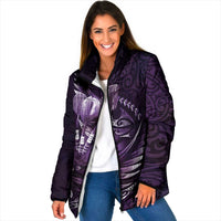 Personalised All Purple New Zealand Darts Padded Jacket Aoteroa Fern Maori Galaxy Style - Polynesian Pride