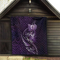Personalised All Purple New Zealand Darts Quilt Aoteroa Fern Maori Galaxy Style