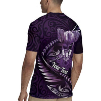 Personalised All Purple New Zealand Darts Rugby Jersey Aoteroa Fern Maori Galaxy Style