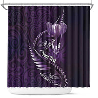 Personalised All Purple New Zealand Darts Shower Curtain Aoteroa Fern Maori Galaxy Style