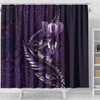Personalised All Purple New Zealand Darts Shower Curtain Aoteroa Fern Maori Galaxy Style