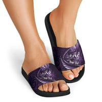 Personalised All Purple New Zealand Darts Slide Sandals Aoteroa Fern Maori Galaxy Style - Polynesian Pride