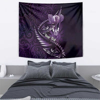 Personalised All Purple New Zealand Darts Tapestry Aoteroa Fern Maori Galaxy Style