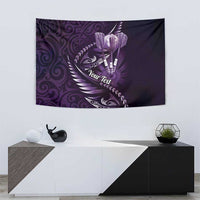 Personalised All Purple New Zealand Darts Tapestry Aoteroa Fern Maori Galaxy Style
