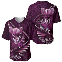 Personalised All Pink New Zealand Darts Baseball Jersey Aoteroa Fern Maori Galaxy Style