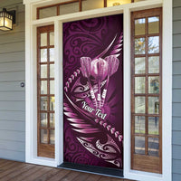 Personalised All Pink New Zealand Darts Door Cover Aoteroa Fern Maori Galaxy Style - Polynesian Pride