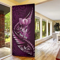 Personalised All Pink New Zealand Darts Door Cover Aoteroa Fern Maori Galaxy Style - Polynesian Pride
