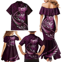 Personalised All Pink New Zealand Darts Family Matching Mermaid Dress and Hawaiian Shirt Aoteroa Fern Maori Galaxy Style