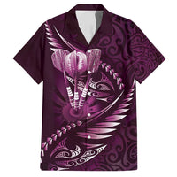Personalised All Pink New Zealand Darts Family Matching Summer Maxi Dress and Hawaiian Shirt Aoteroa Fern Maori Galaxy Style