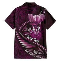 Personalised All Pink New Zealand Darts Family Matching Summer Maxi Dress and Hawaiian Shirt Aoteroa Fern Maori Galaxy Style