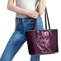 Personalised All Pink New Zealand Darts Leather Tote Bag Aoteroa Fern Maori Galaxy Style