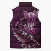 Personalised All Pink New Zealand Darts Sleeveless Puffer Jacket Aoteroa Fern Maori Galaxy Style - Polynesian Pride