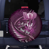 Personalised All Pink New Zealand Darts Spare Tire Cover Aoteroa Fern Maori Galaxy Style