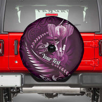 Personalised All Pink New Zealand Darts Spare Tire Cover Aoteroa Fern Maori Galaxy Style