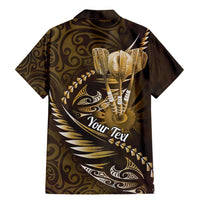 Personalised All Gold New Zealand Darts Family Matching Mermaid Dress and Hawaiian Shirt Aoteroa Fern Maori Galaxy Style