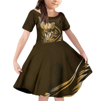 Personalised All Gold New Zealand Darts Family Matching Off Shoulder Short Dress and Hawaiian Shirt Aoteroa Fern Maori Galaxy Style