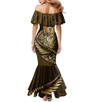 Personalised All Gold New Zealand Darts Mermaid Dress Aoteroa Fern Maori Galaxy Style