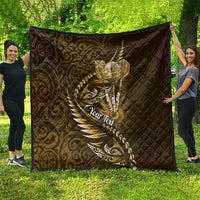 Personalised All Gold New Zealand Darts Quilt Aoteroa Fern Maori Galaxy Style