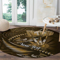 Personalised All Gold New Zealand Darts Round Carpet Aoteroa Fern Maori Galaxy Style