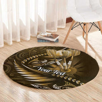 Personalised All Gold New Zealand Darts Round Carpet Aoteroa Fern Maori Galaxy Style