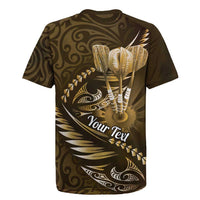 Personalised All Gold New Zealand Darts Rugby Jersey Aoteroa Fern Maori Galaxy Style