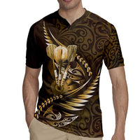 Personalised All Gold New Zealand Darts Rugby Jersey Aoteroa Fern Maori Galaxy Style