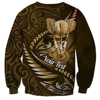 Personalised All Gold New Zealand Darts Sweatshirt Aoteroa Fern Maori Galaxy Style