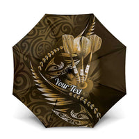 Personalised All Gold New Zealand Darts Umbrella Aoteroa Fern Maori Galaxy Style - Polynesian Pride