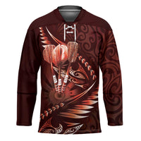 Personalised All Red New Zealand Darts Hockey Jersey Aoteroa Fern Maori Galaxy Style - Polynesian Pride