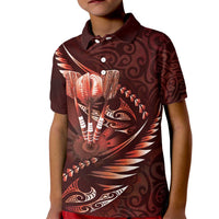 Personalised All Red New Zealand Darts Kid Polo Shirt Aoteroa Fern Maori Galaxy Style