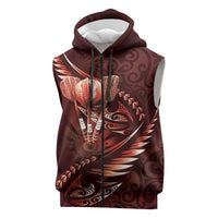 Personalised All Red New Zealand Darts Sleeveless Zip Hoodie Aoteroa Fern Maori Galaxy Style - Polynesian Pride