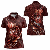 Personalised All Red New Zealand Darts Women Polo Shirt Aoteroa Fern Maori Galaxy Style