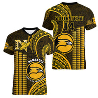 Personalised Hawaii Nanakuli High And Intermediate School Women V Neck T Shirt Polynesian Kakau Pattern LT14 - Polynesian Pride