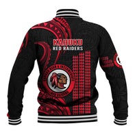 Hawaii Kahuku High And Intermediate School Baseball Jacket Red Raiders Kakau Pattern LT14 - Polynesian Pride