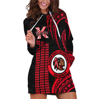 Hawaii Kahuku High And Intermediate School Hoodie Dress Red Raiders Kakau Pattern LT14 Red - Polynesian Pride