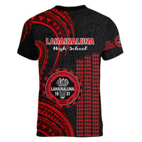 Hawaii Lahainaluna High School Women V Neck T Shirt Polynesian Kakau Pattern LT14 - Polynesian Pride