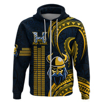 Custom Hawaii Hilo High School Hoodie Vikings Polynesian Kakau Pattern LT14 Zip Hoodie Gold - Polynesian Pride