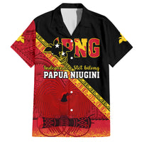 Papua New Guinea Family Matching Long Sleeve Bodycon Dress and Hawaiian Shirt Independen Stet bilong Papua Niugini Unique Version LT14 Dad's Shirt - Short Sleeve Red - Polynesian Pride