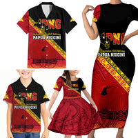 Papua New Guinea Family Matching Short Sleeve Bodycon Dress and Hawaiian Shirt Independen Stet bilong Papua Niugini Unique Version LT14 - Polynesian Pride