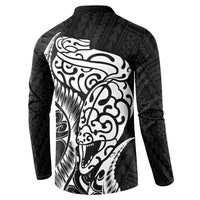 New Zealand Eel Button Sweatshirt Tuna Aotearoa Maori Patten - Black LT14 - Polynesian Pride