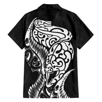 New Zealand Eel Family Matching Off Shoulder Maxi Dress and Hawaiian Shirt Tuna Aotearoa Maori Patten - Black LT14 - Polynesian Pride