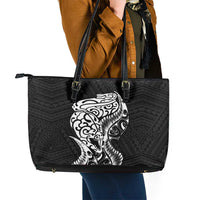 New Zealand Eel Leather Tote Bag Tuna Aotearoa Maori Patten - Black LT14 - Polynesian Pride